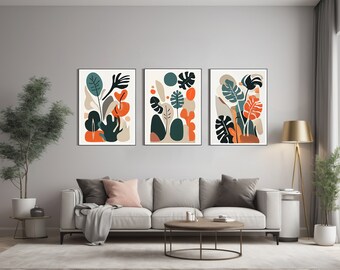 3 x Minimalist abstract floral printable wall art printable *DIGITAL DOWNLOAD* jpg Set