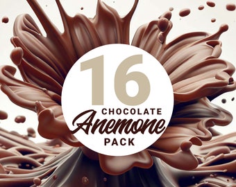 16 Anemonee Chocolate Splash Photo Pack | Ilustracje do wydruku Natychmiastowe pobieranie Komercyjne wykorzystanie