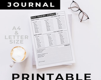 Daily Trading Journal - digital download - printable PDF - A4