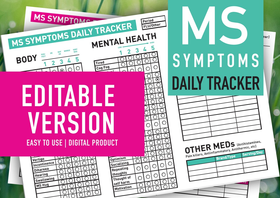 EDITABLE MS Daily Symptom Tracker - Etsy