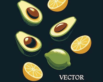Avocado Lemon Vector Clipart