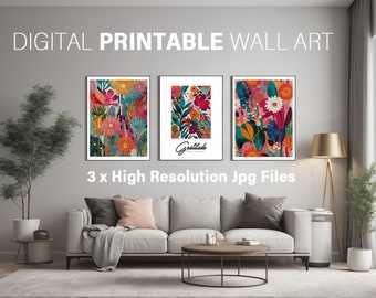 Beautiful abstract floral printable wall art printable *DIGITAL DOWNLOAD* 6x jpg Set