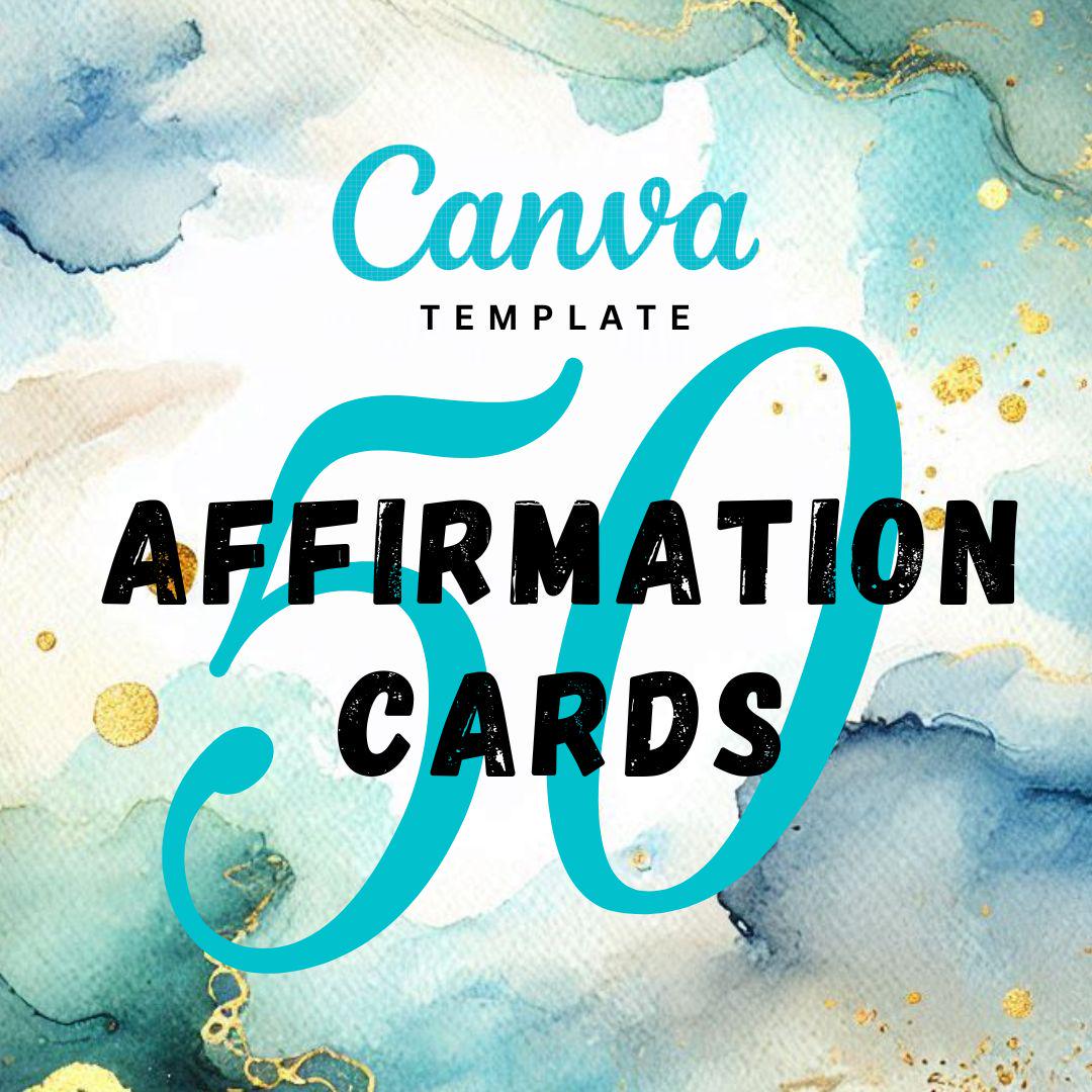 50 Editable Affirmation Cards | Canva Template | Bonus 100 Watercolor ...