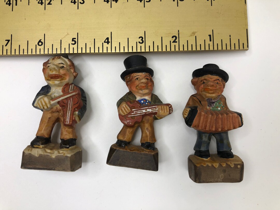 Set of 3 Antique Ceramic Figurines Playing Music Etsy