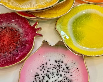 Handmade Fruit Shaped Resin Dish – Decorative Catchall Tray, Jewelry Bowl