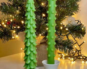 Beeswax Christmas tree and bubble table candles with mulled wine aroma