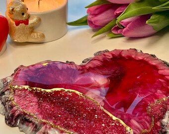 Heart shaped resin coasters - Romantic decor