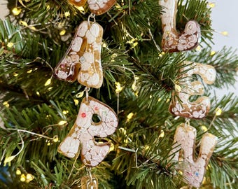 Custom Resin Christmas Gingerbread Letter Ornaments - Personalised Christmas Tree Decor