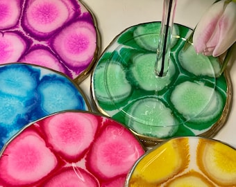 Colorful Speckled Resin Coasters - Bright Modern Drink Coasters