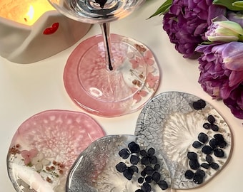 Hydrangea Resin Coasters Set - Real Flower Epoxy Coasters