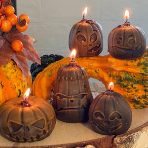 5 pcs set of Halloween Pumpkin Candles - Halloween decor