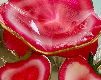 Handmade Strawberry Resin Bowl and Coaster Set: Summer Vibes Kitchen Decor