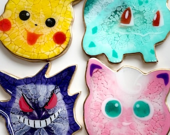 Poke Game Resin Coasters – Anime Creature Drink Holders