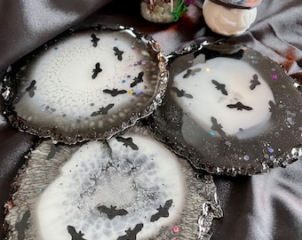 Bat resin coasters for Halloween, Halloween gifts