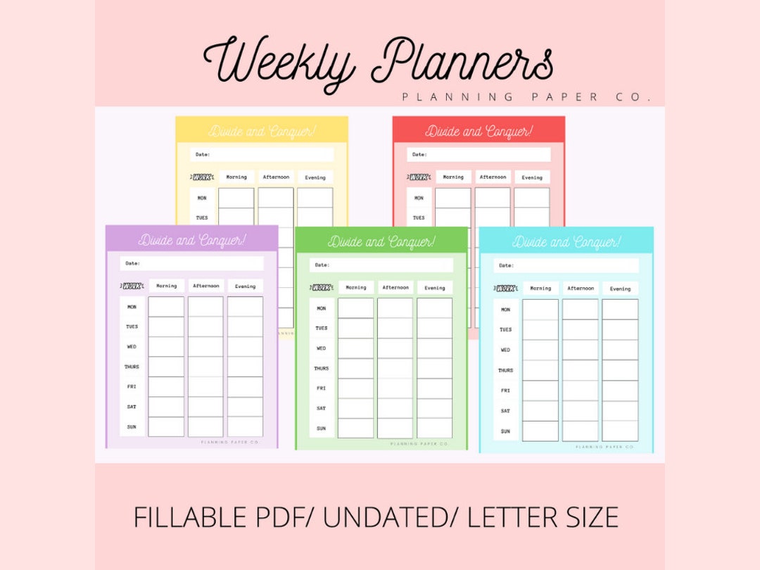 Weekly Planner Printable to Do List Print at Home Diary Calendar Page ...
