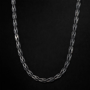 The Mediterranean, Men&#39;s Silver Chain, 925k Oxidized Sterling Silver, Handmade Intertwined Chain. Wide Necklace, Long, Chunky, Rope Shaped