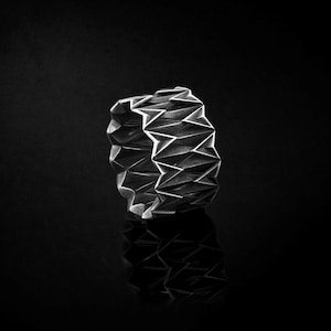 Muqarnas Handmade 925k Oxidized Sterling Silver Statement Ring. Inspired by Architectural Elegance of Islamic Art and Culture