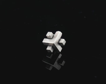 London, Single Silver Earring for Men. 925k Oxidized Sterling Silver Earring for Him. Minimalist, Geometric Style. Inspired by London