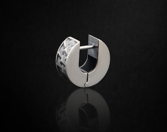 Amsterdam, Single Silver Earring for Men. 925k Oxidized Sterling Silver Earring for Him. Minimalist, Hoop Style. Inspired by Amsterdam