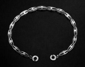 The Aegean Mini, Silver Bracelet for Men. 925k Oxidized Sterling Silver Bracelet. Smooth, Cylinder, Wavy Bracelet. Authentic Designer Wear