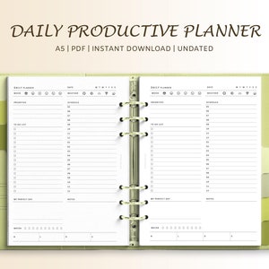 Daily Productive Planner/ Undated A5 printable manifestation planner/ Inserts / Template/ A4 US Letter Fillable PDF