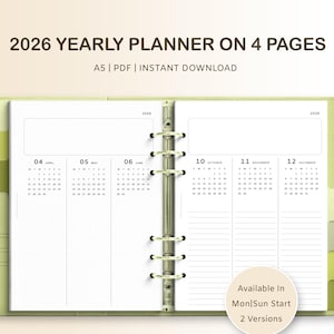 Planificador anual 2026 A5: Registro de actividades futuras (4 páginas) (PDF)