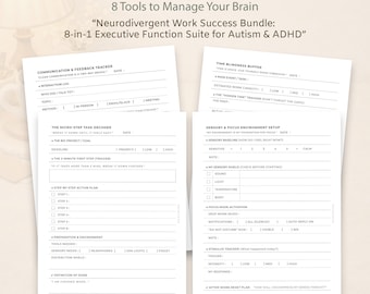 Neurodivergent framgångspaket på arbetsplatsen: 8-i-1-svit för exekutiv funktion för autism och ADHD | Strategi för framgång på arbetsplatsen