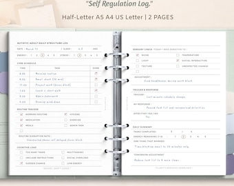 Autistic Adult Daily Planner | Self-Regulation, Executive Function Support (PDF Download)