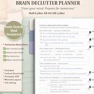 ADHD Brain Declutter Planner, Daily Review, Mental Clarity (Printable PDF)