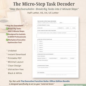 Micro-Step Task Decoder, Verktyg för exekutiva funktioner (A5 svartvitt utskrivbart) bild 3