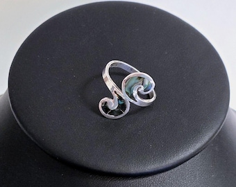 Vtg Zuni Sterling Silver Ring Turquoise Inlay Flush Sz 6.25 MexicoJN Taxco READ