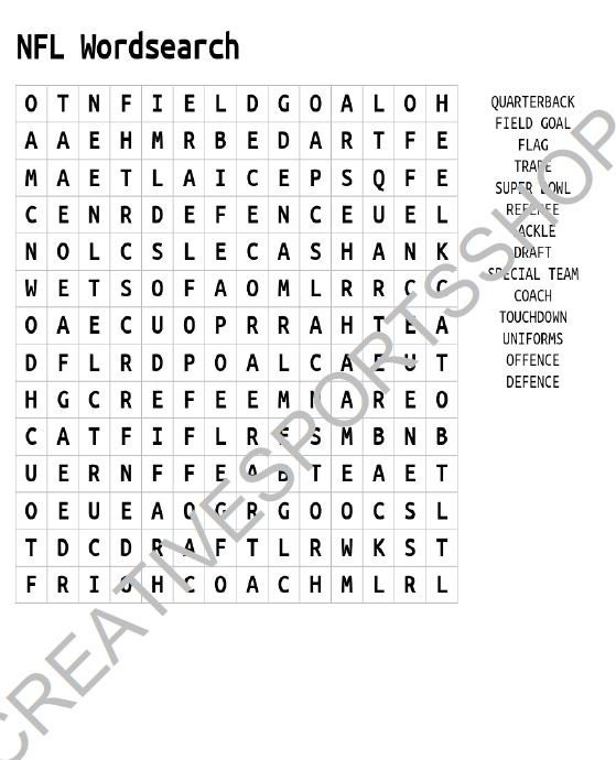 nfl word search etsy