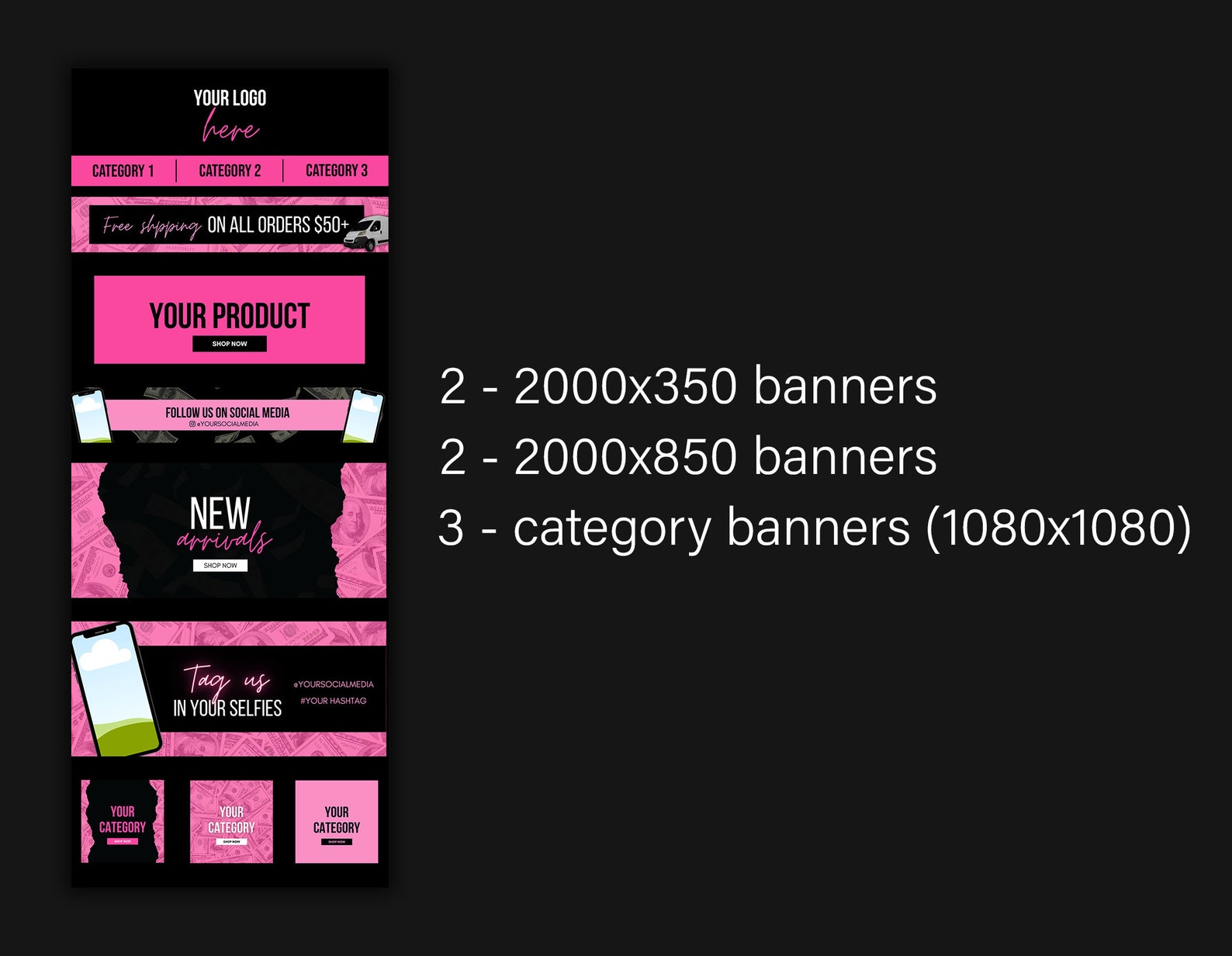 8 DIY site Banners Canva Templates Etsy