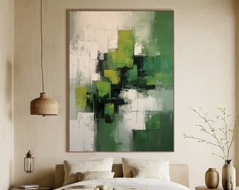 Large Green Abstract Painting Green Minimalist Painting Green Canvas Wall Art Green Wall Art Abstract Art Wall Painting Living Room Wall Art
