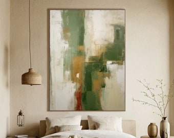 Large Green Abstract Oil Painting Original Green Wall Art Green Wall Art Modern Green Emerald Abstract Painting Boho Living Room Wall Art