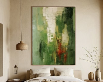 Abstract Green Painting Green Minimalism Painting Green Abstract Wall Art Green Canvas Painting Nordic Minimalist Art Living Room Wall Art