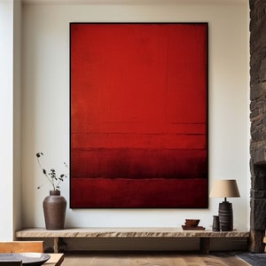 Large Red Abstract Painting Red Minimalist Wall Art Sky Painting Pure Red Wall Decor Wabi Sabi Wall Art Boho Wall Decor Entrance Wall Decor