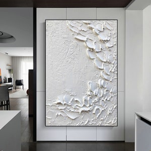 Large White Textured Abstract Painting White Textured Wall Art White Abstract Art White Abstract Wall Art White Minimalist Art White Art