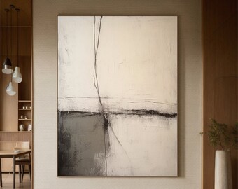 Beige abstract schilderij, Wabi Sabi-muurkunst, modern minimalistisch decor