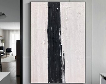 Large Black White Texture Minimalist Original Abstract Painting, Contemporary Oil Paintings, Modern Abstract Painting,Living Room Decoration