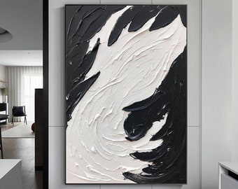 Contemporary Painting Minimalist Wall Art, Original Painting Canvas Painting, Black White Abstract Painting, Acrylic painting,Large Wall Art