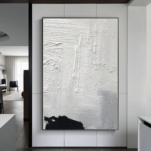 Large Nordic White Abstract Painting, White 3D Texture Painting, White Acrylic Painting, Modern Living Room Abstract Painting,Minimalist Art