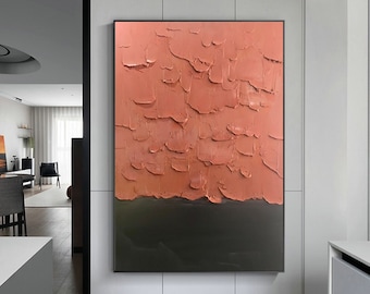 Large Brown Textured Abstract Painting, 3D Canvas Wall Art