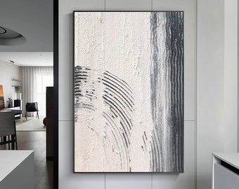 Textured White Abstract Painting, Minimalist Wall Art