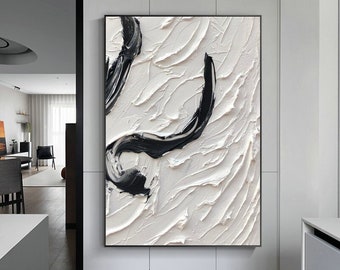 白い抽象画 大きな赤いテクスチャ画 白い抽象画 モダンなアクリル画