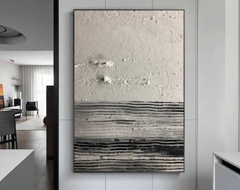 Large Black And White Painting, Black and white Minimalist Painting, Black And White Wall Art, Texture Abstract Art, Abstract Wall Decor