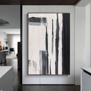 Minimalist Wall Art, Large Abstract Painting On Canvas, Textured Abstract Painting, Black And White Painting, Textured Abstract Painting