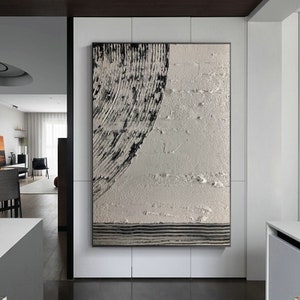 White Abstract Painting Original, Black Painting White Painting, Minimalist Abstract Art, White Abstract Painting, Modern Living Room Art