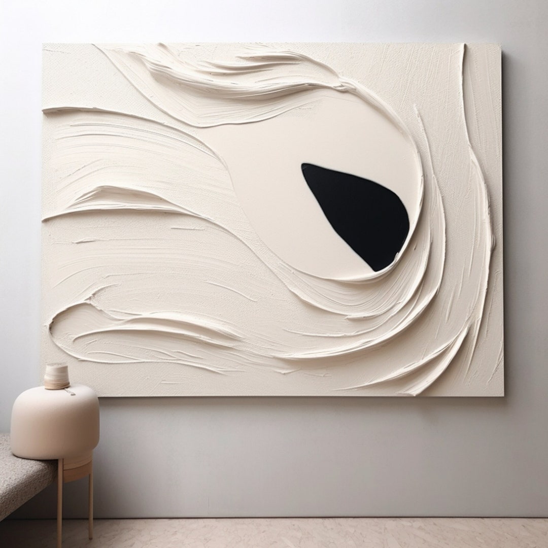 White Texture Abstract Painting White Minimalist Wall Art White 3D Plaster Painting Modern White