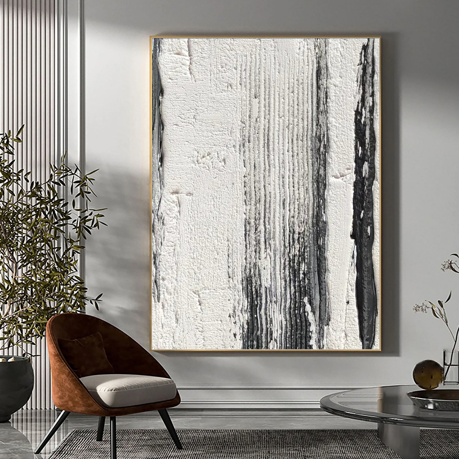 Black and White Wall Painting Black and White Abstract Art Etsy